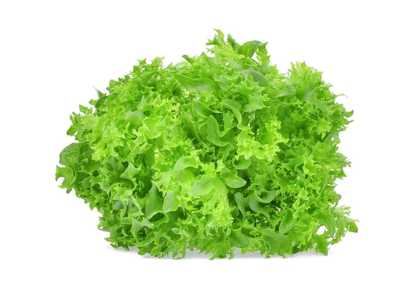 Hojas de ensalada de lechuga de roble verde fresco aisladas sobre fondo blanco —  Fotos de Stock
