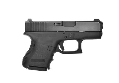yarı otomatik 9 mm tabanca tabanca üzerinde izole beyaz arka plan