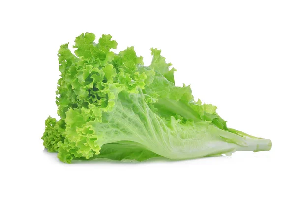 Hojas de ensalada de lechuga de roble verde fresco aisladas sobre fondo blanco — Foto de Stock