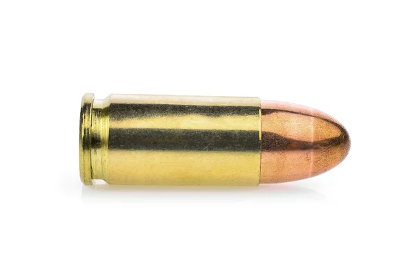 Einzelpatrone 9 mm. Pistolen Munition, Vollmetalljacke — Stockfoto