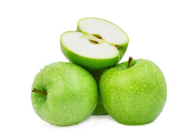 damla yığını ve yeşil elma veya granny smith elma ile yarısı