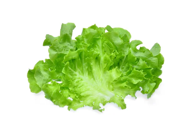 Folhas de salada de alface de carvalho verde fresco isoladas no fundo branco — Fotografia de Stock