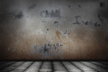 Beton duvar Grunge Oda boş ve çimento zemin, buna blok
