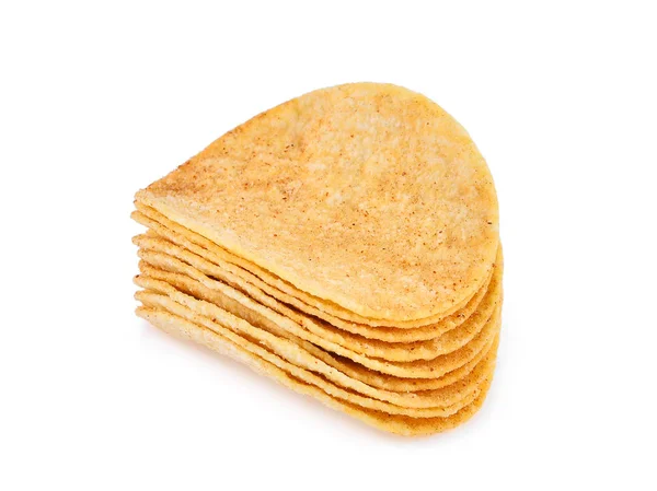 Aardappel chips geïsoleerd op witte achtergrond — Stockfoto