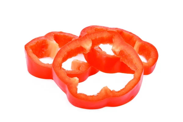 Sliced red bell pepper isolated on white background — Stock Photo, Image