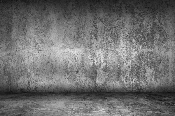 empty grunge room with concrete wall and cement floor,  interior