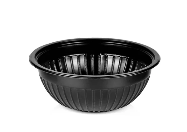 Black plastic bowl isolated on white background — Stock Photo, Image
