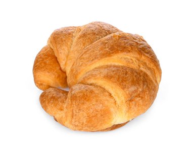 Beyaz arka planda izole edilmiş taze kruvasan.