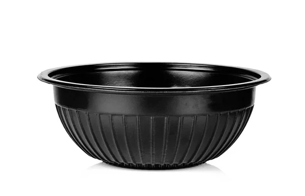 黑色塑料碗被隔绝在白色背景上 — 图库照片