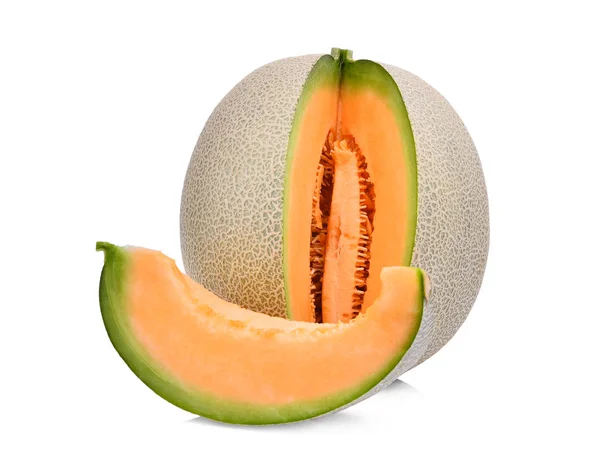Geheel en plakje Japanse meloenen, oranje meloen of meloen m — Stockfoto