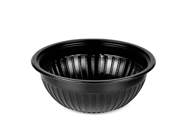 Black plastic bowl isolated on white background — Stock Photo, Image