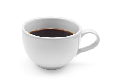 izole beyaz arka plan üzerinde beyaz bir fincan kahve