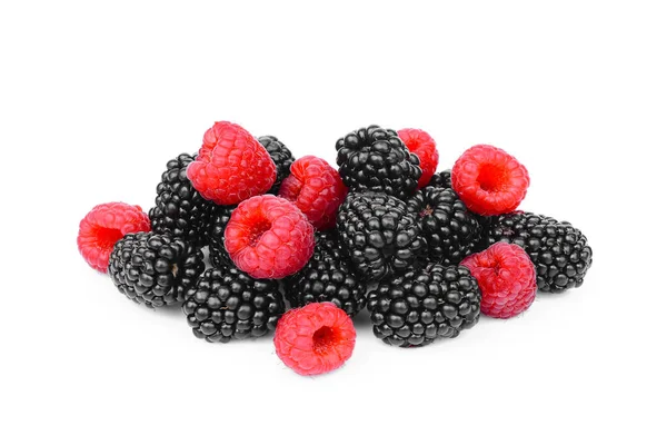 Raspberries Blackberries Isolated White Background — Stock Photo, Image