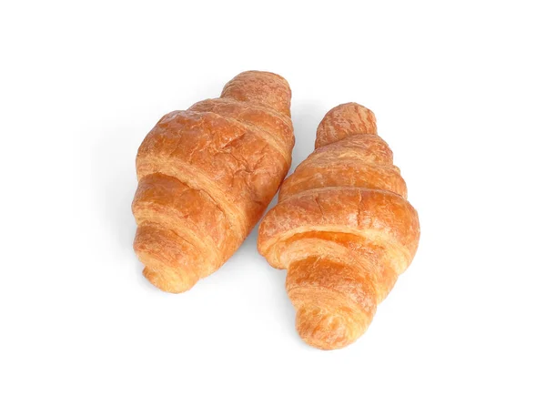 Croissant Isolerad Vit Bakgrund Ovanifrån — Stockfoto