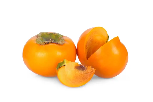 Persimmons Fruit Geïsoleerd Witte Achtergrond — Stockfoto