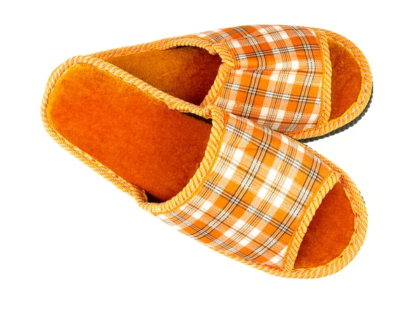 Pantofole arancioni isolate su bianco — Foto Stock
