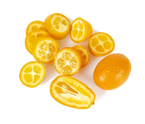 Vers Kumquat Fruit Geïsoleerd Witte Achtergrond — Stockfoto