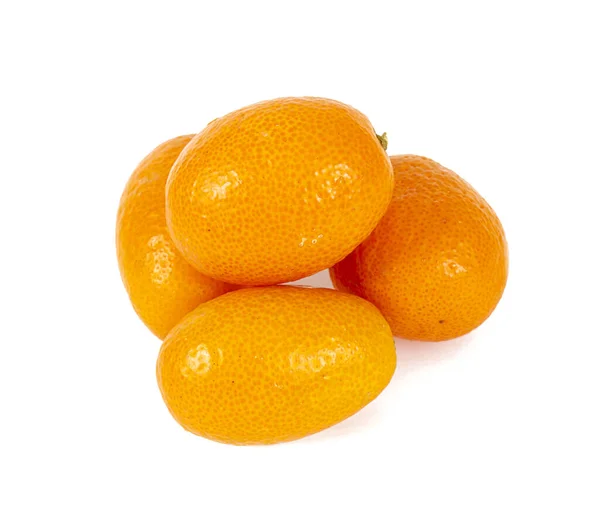 Fruta Kumquat Fresca Isolada Sobre Fundo Branco — Fotografia de Stock