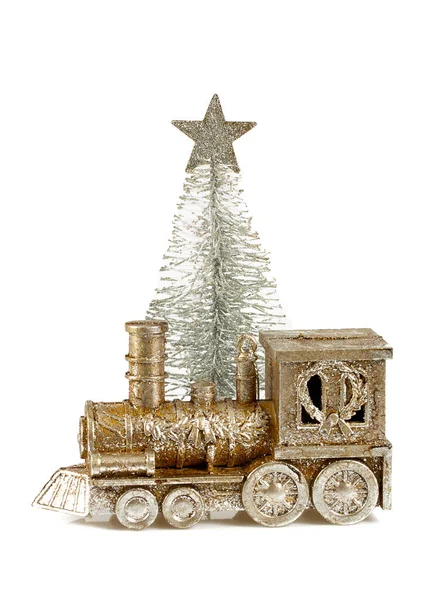 Christmas decoration - golden train — Stock Photo, Image