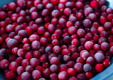 Donmuş kızılcık arka planı, sağlıklı böğürtlen