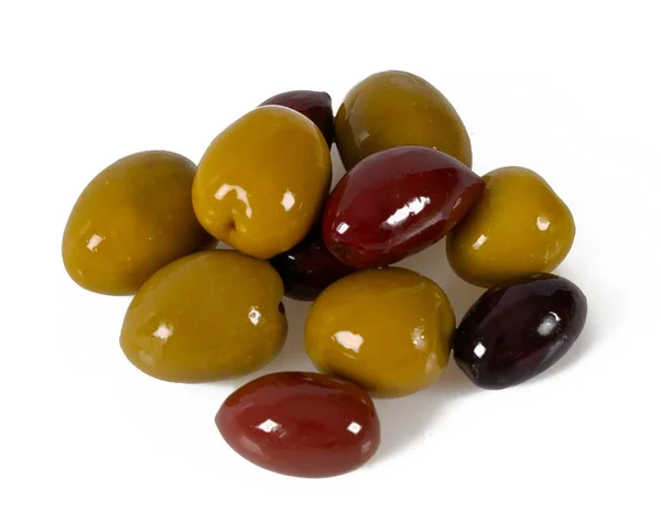 Olive Saporite Isolate Fondo Bianco — Foto Stock