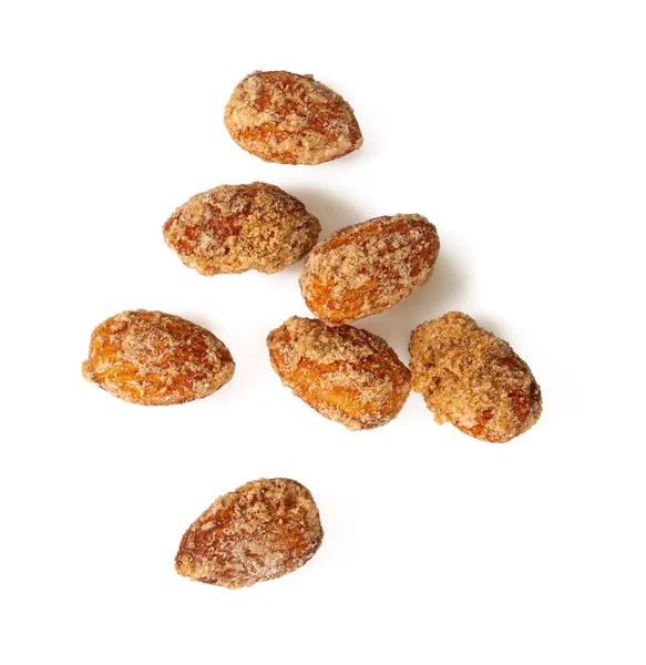 Amandes sucrées isolées sur blanc — Photo