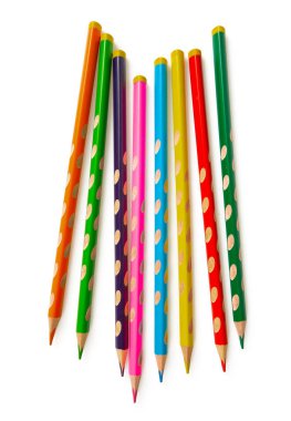 cute color pencils isolated on white