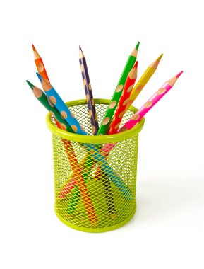 cute color pencils isolated on white