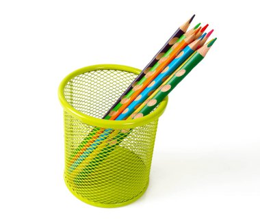 cute color pencils isolated on white