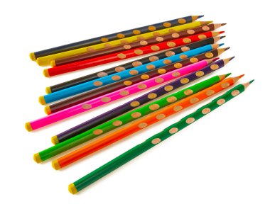 cute color pencils isolated on white