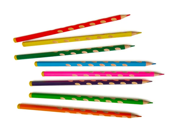 Cute Color Pencils Isolated White — Stockfoto