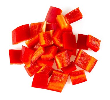 Kırmızı taze kırmızı biber beyaz arkaplanda izole edilmiş.