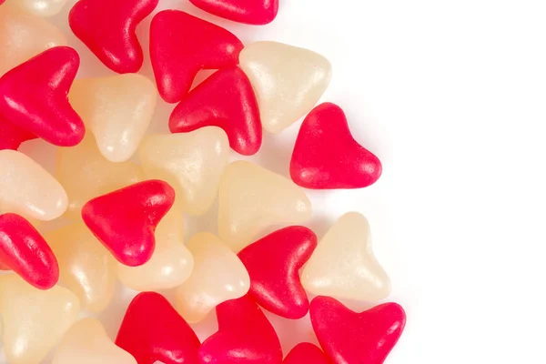 Herzförmige Gelee Bonbons Isoliert Auf Weiß — Stockfoto