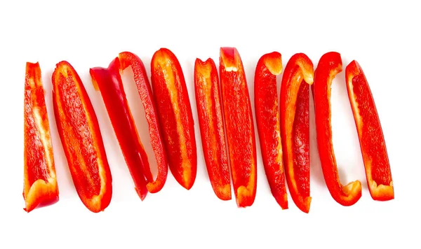 Rode Verse Paprika Geïsoleerd Witte Achtergrond — Stockfoto