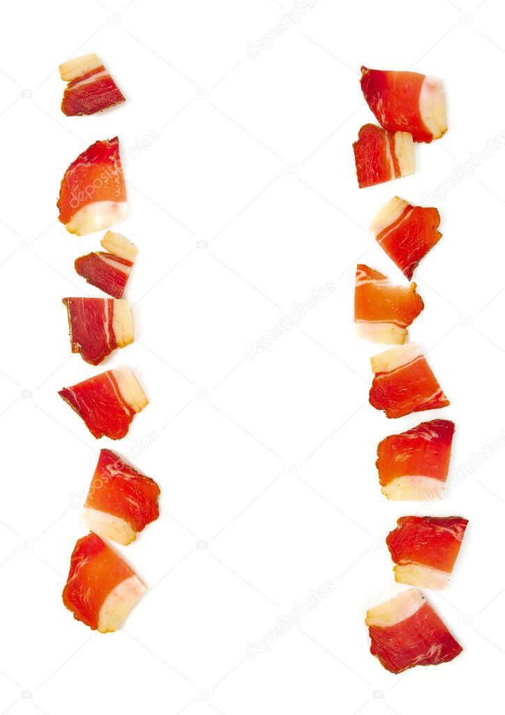 italian speck isolated on white background