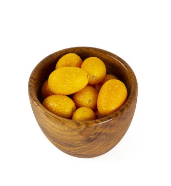 mandalina beyaz izole ahşap kase