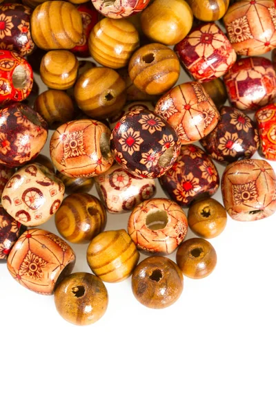 Colorful Wooden Beads Isolated White Background — Stock Photo, Image