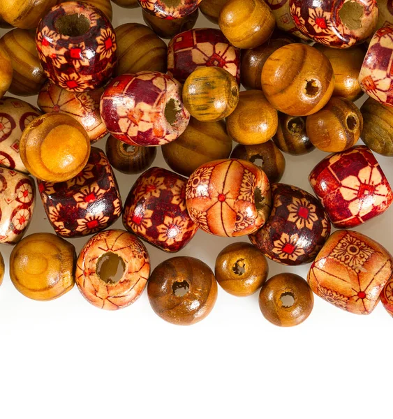 Colorful Wooden Beads Isolated White Background — Stock Photo, Image