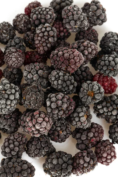 Frozen Blackberries Isolated White — Stock Photo, Image