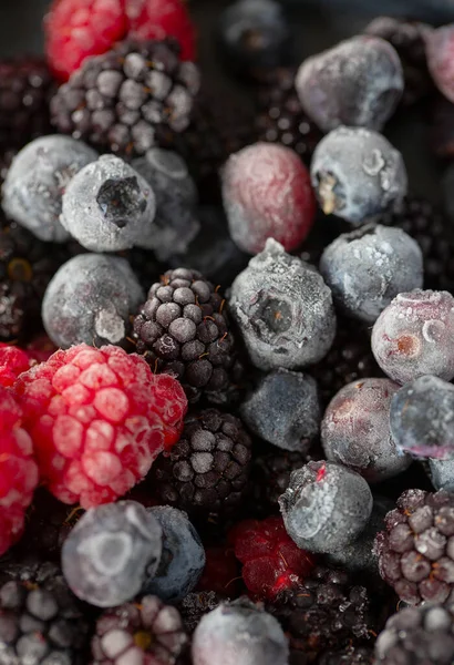 Frozen Raspberries Blackberries Blueberries Close — Stock Photo, Image