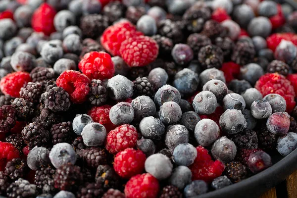Frozen Raspberries Blackberries Blueberries Close — Stock Photo, Image