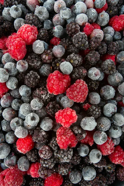 冰冻的覆盆子 黑莓和蓝莓 — 图库照片