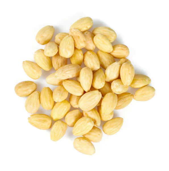 Blanched Almonds Isolated White — Stock Photo, Image