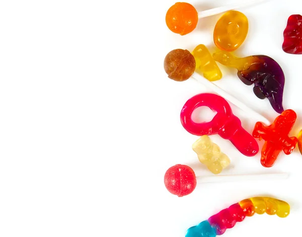 Beyaz Arkaplanda Izole Edilmiş Renkli Şeker Çeşitleri — Stok fotoğraf