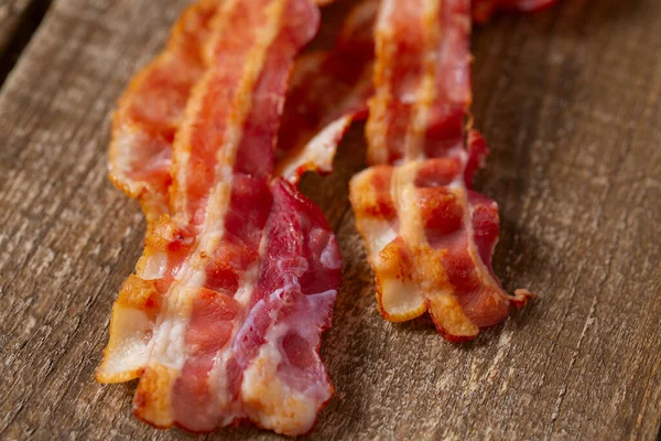 Stekt Bacon Träytan — Stockfoto