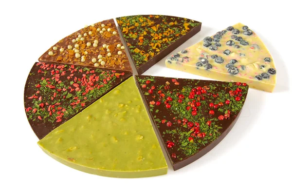 Beyaz üzerine izole edilmiş çikolatalı pizza