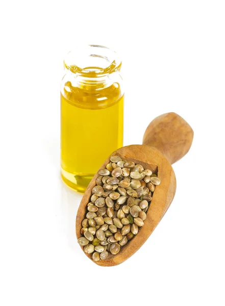 Hemp Seed Oil White Background — Stock Photo, Image