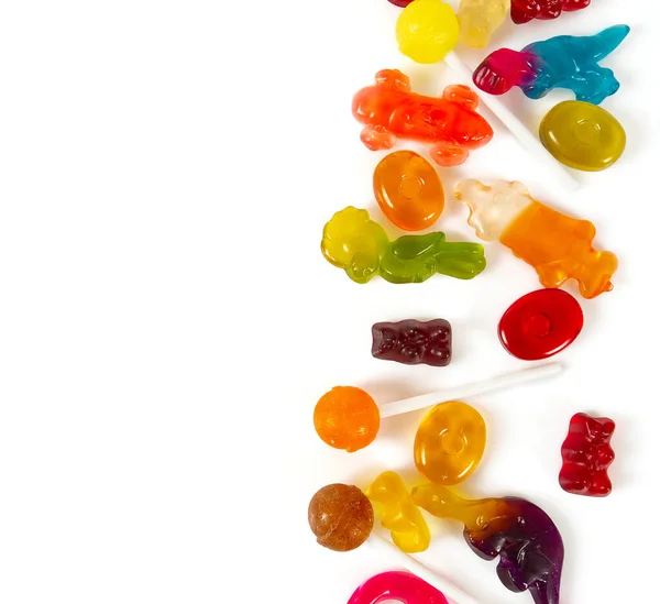 Bunte Bonbons Sortiment Isoliert Auf Weißem Hintergrund — Stockfoto