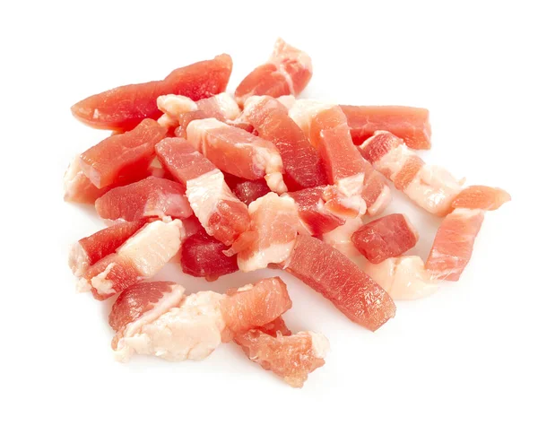 Pedaços Bacon Isolado Branco — Fotografia de Stock