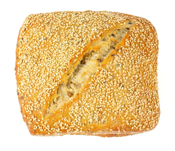 Vierkant Brood Met Zaden Geïsoleerd Whit — Stockfoto